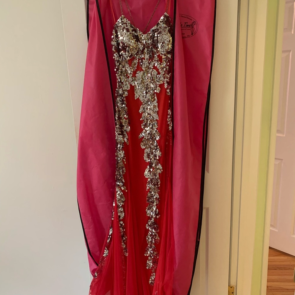 Dark pink prom gown
